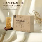 Natural Beeswax Pillar Candle with Flower Texture